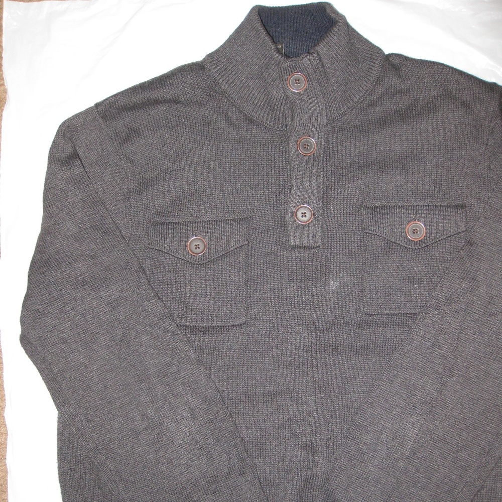 2 POCKET Sweater style Pullover Long-sleeves Gray, Banana Republic 40 42 38 Mens